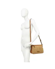 Gianni Chiarini Borsa Bandoliera Brooke in Paglia e Suede Beige/Cuoio
