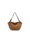 Gianni Chiarini Borsa Shopping Bloom in Pelle Scamosciata con Maxi Borchie Cuoio