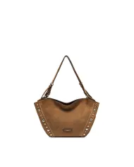 Gianni Chiarini Borsa Shopping Bloom in Pelle Scamosciata con Maxi Borchie Cuoio