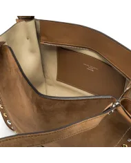 Gianni Chiarini Borsa Shopping Bloom in Pelle Scamosciata con Maxi Borchie Cuoio