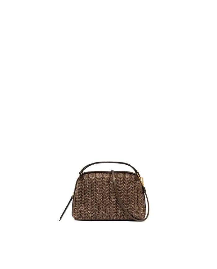Gianni Chiarini Borsa Mini Alifa in Paglia Intrecciata Marrone
