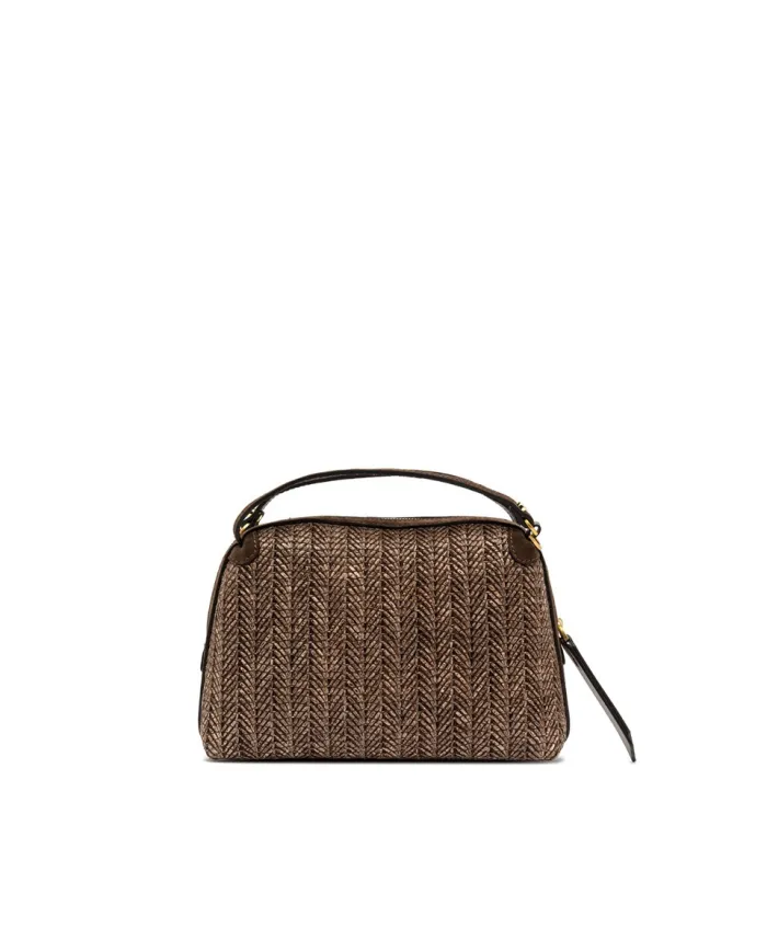 Gianni Chiarini Borsa Mini Alifa in Paglia Intrecciata Marrone