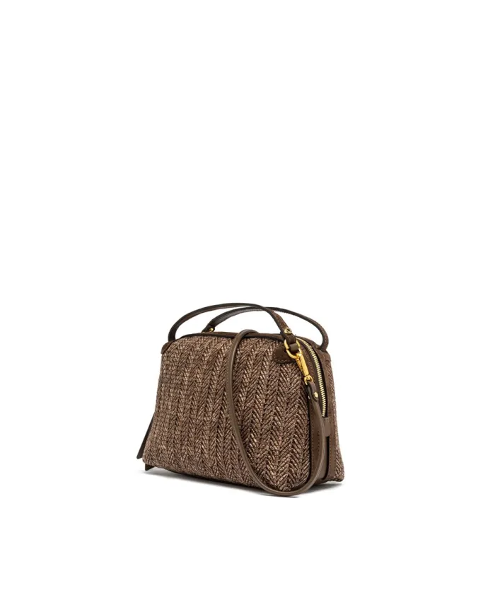 Gianni Chiarini Borsa Mini Alifa in Paglia Intrecciata Marrone