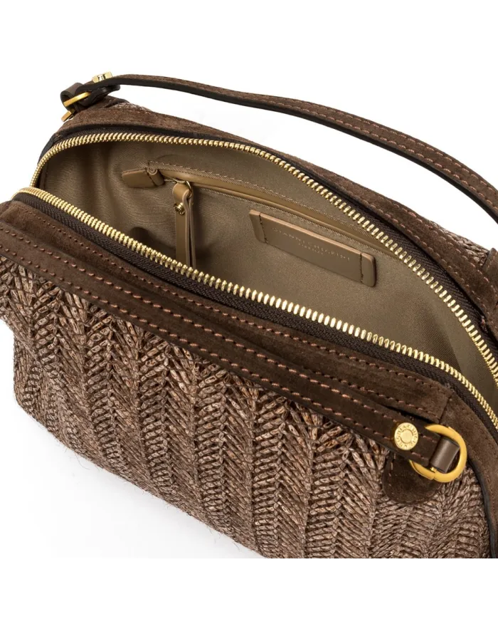 Gianni Chiarini Borsa Mini Alifa in Paglia Intrecciata Marrone