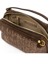 Gianni Chiarini Borsa Mini Alifa in Paglia Intrecciata Marrone
