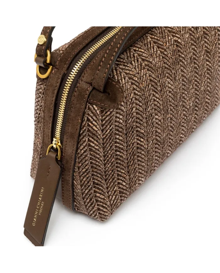 Gianni Chiarini Borsa Mini Alifa in Paglia Intrecciata Marrone