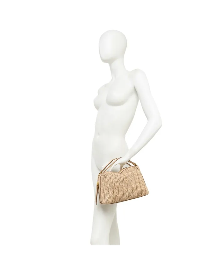 Gianni Chiarini Borsa Mini Alifa in Paglia Intrecciata Marrone