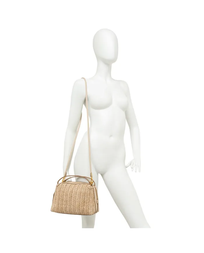 Gianni Chiarini Borsa Mini Alifa in Paglia Intrecciata Marrone