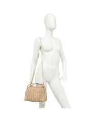 Gianni Chiarini Borsa Mini Alifa in Paglia Intrecciata Marrone