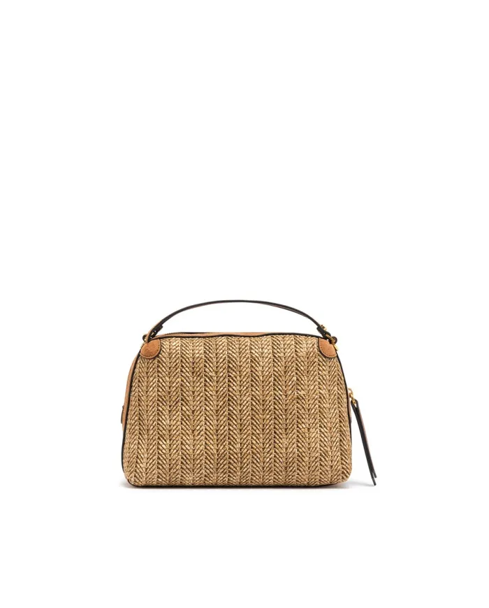 Gianni Chiarini Borsa Mini Alifa in Paglia Intrecciata Beige/Cuoio