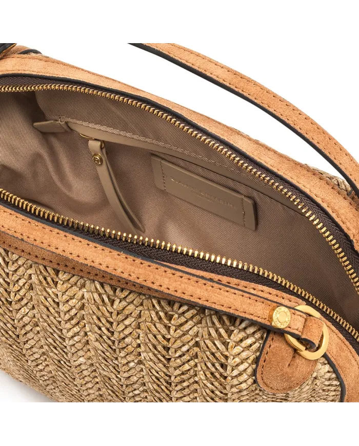 Gianni Chiarini Borsa Mini Alifa in Paglia Intrecciata Beige/Cuoio