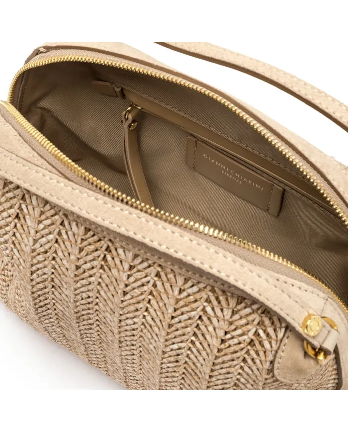 Gianni Chiarini Borsa Mini Alifa in Paglia Intrecciata Sabbia