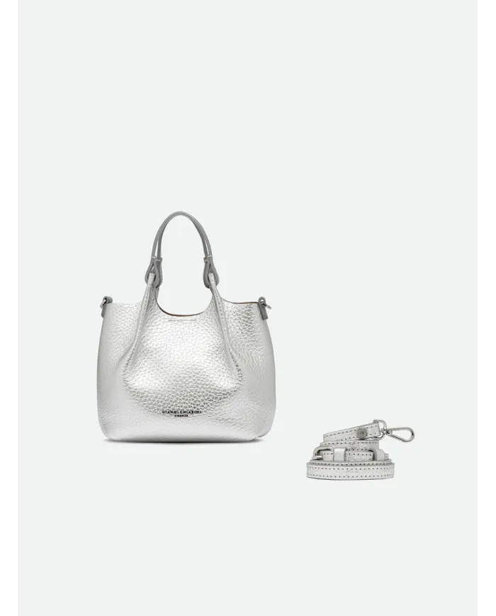 Gianni Chiarini Borsa Dua Mini in Pelle Made in Italy Silver