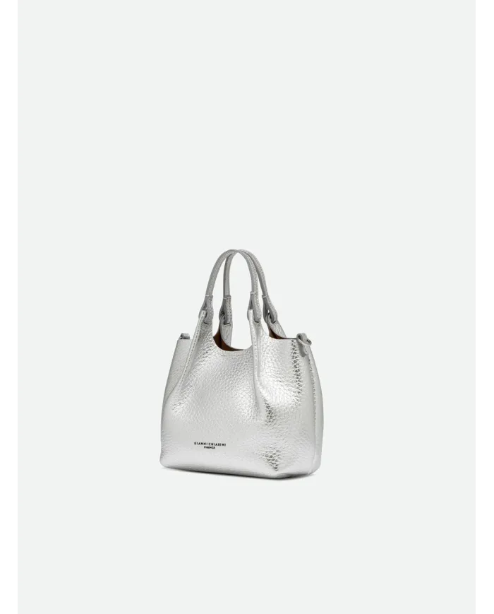 Gianni Chiarini Borsa Dua Mini in Pelle Made in Italy Silver