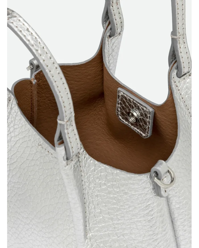 Gianni Chiarini Borsa Dua Mini in Pelle Made in Italy Silver