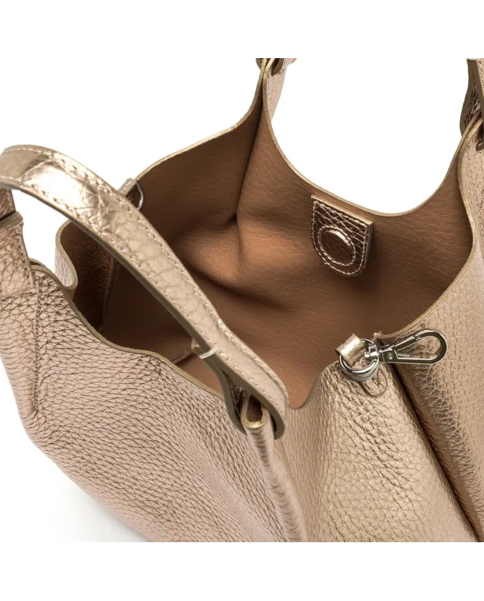 Gianni Chiarini Borsa Dua media in Pelle Made in Italy Platino