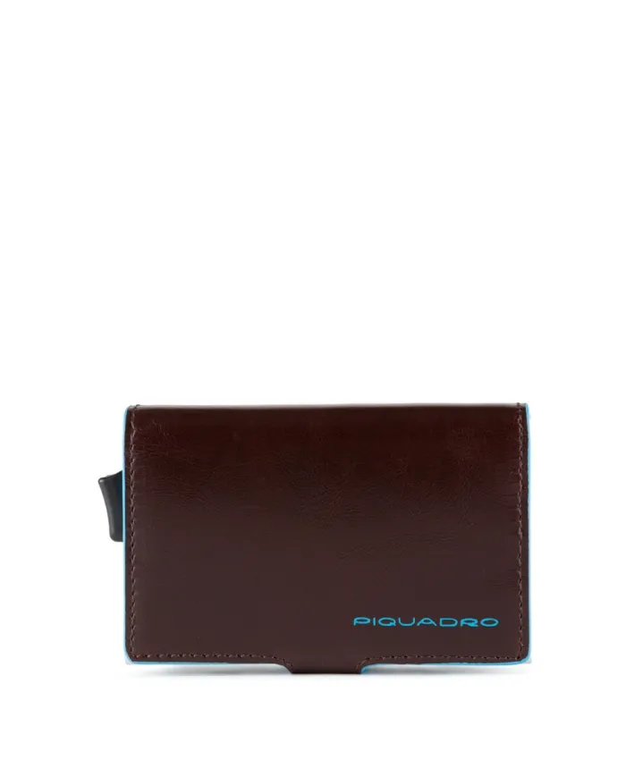 Piquadro Porta carte di credito con tasca banconote "Blue square" Mogano