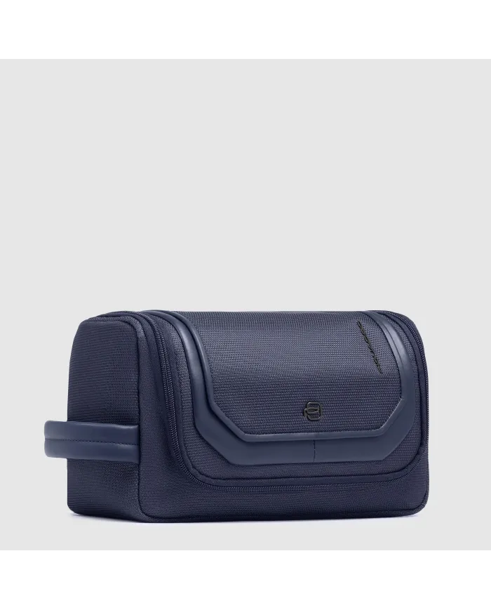 Piquadro Beauty case in tessuto e pelle Lyss Blu