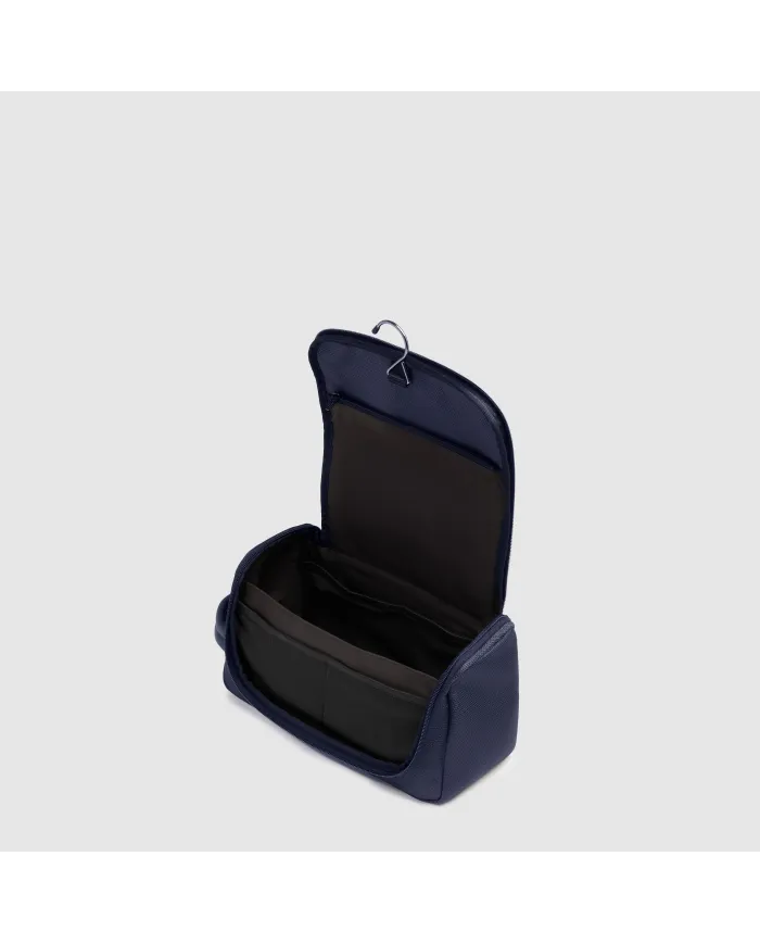 Piquadro Beauty case in tessuto e pelle Lyss Blu