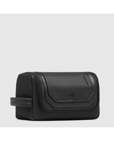 Piquadro Beauty case in tessuto e pelle Lyss Nero