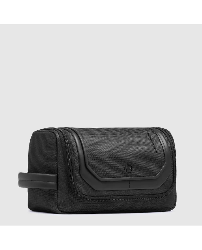 Piquadro Beauty case in tessuto e pelle Lyss Nero