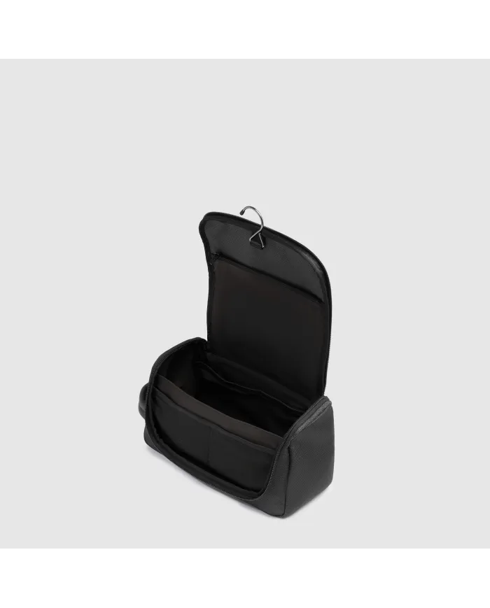Piquadro Beauty case in tessuto e pelle Lyss Nero