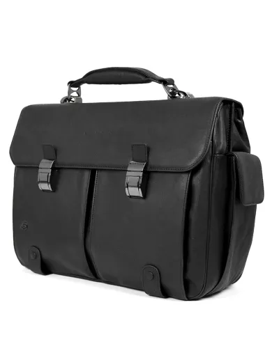 Piquadro Cartella in pelle porta pc 15,6, "Black square" Testa moro