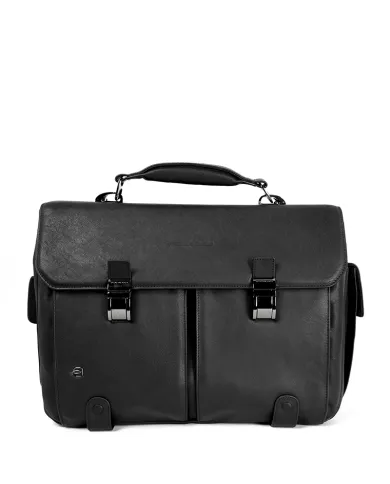 Piquadro Cartella in pelle porta pc 15,6, "Black square" Testa moro
