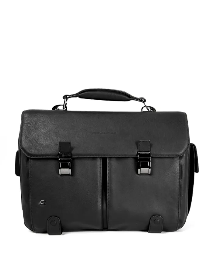 Piquadro Cartella in pelle porta pc 15,6, "Black square" Testa moro