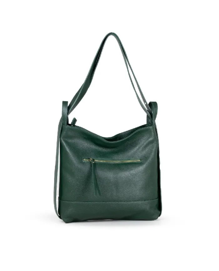 Caleidos Borsa zaino in pelle Verde