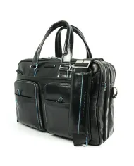 Piquadro Cartella in pelle espandibile "Blue Square" Nero
