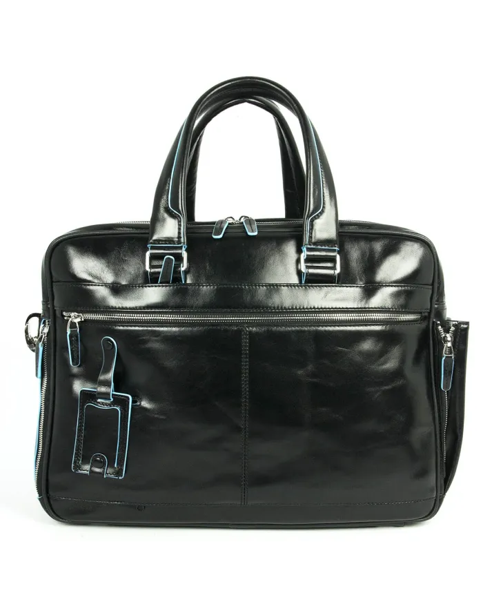Piquadro Cartella in pelle espandibile "Blue Square" Nero