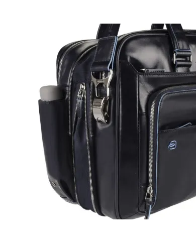 Piquadro Cartella in pelle espandibile "Blue Square" Nero