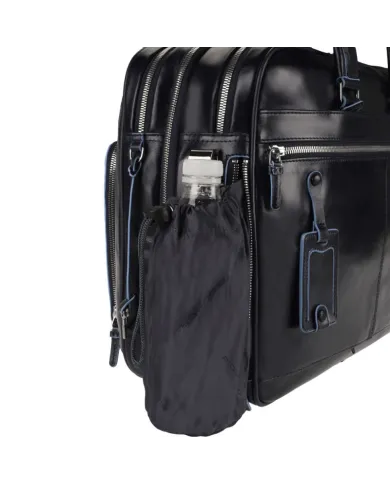 Piquadro Cartella in pelle espandibile "Blue Square" Nero
