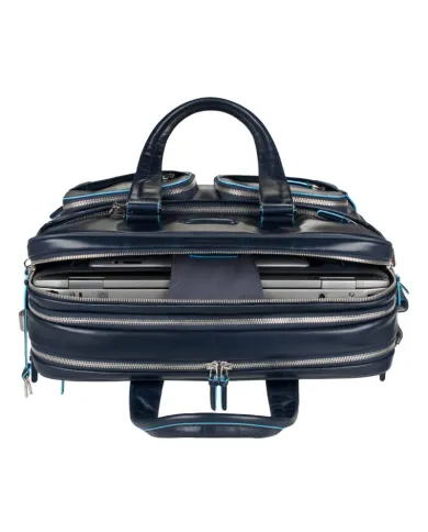Piquadro Cartella in pelle espandibile "Blue Square" Nero