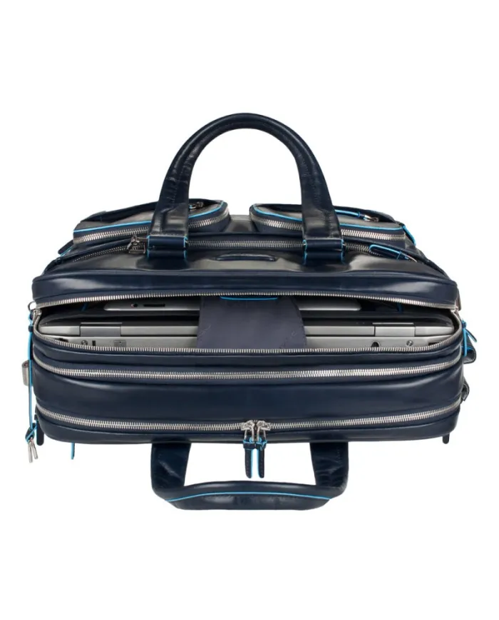 Piquadro Cartella in pelle espandibile "Blue Square" Nero