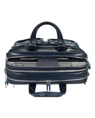 Piquadro Cartella in pelle espandibile "Blue Square" Nero