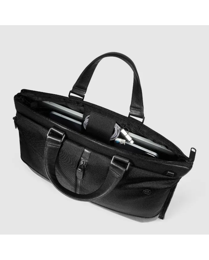 Piquadro Cartella tessuto pelle pc 15" Marcel Nero