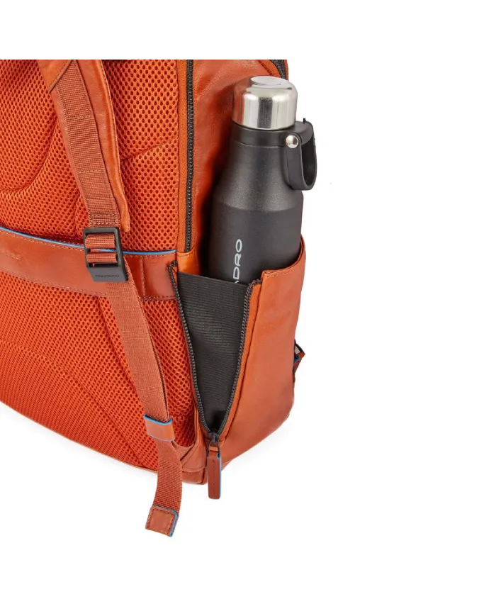 Piquadro Zaino in pelle porta pc 15,6 Blue square B2V Nero