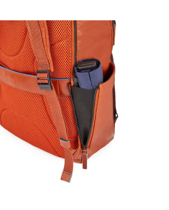 Piquadro Zaino in pelle porta pc 15,6 Blue square B2V Nero
