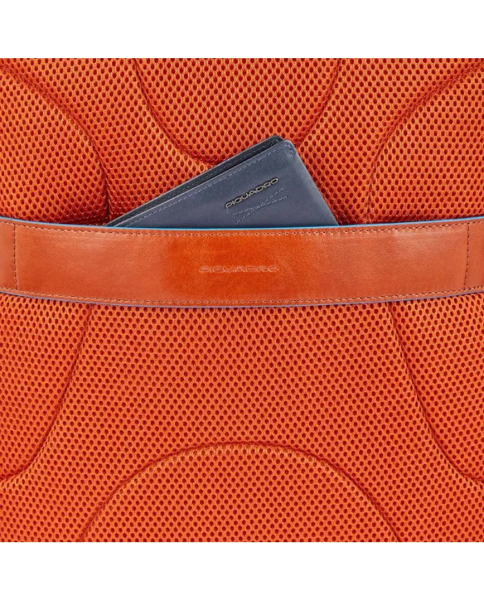 Piquadro Zaino in pelle porta pc 15,6 Blue square B2V Nero