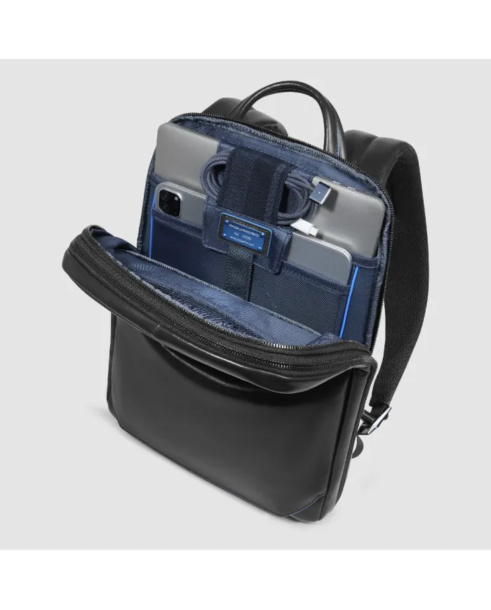 Piquadro Zaino in pelle porta pc Blue Square Nero
