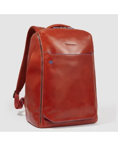 Piquadro Zaino pelle porta pc 15,6 Blue square Arancio