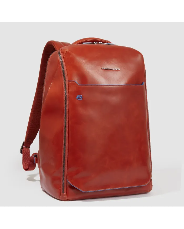 Piquadro Zaino pelle porta pc 15,6 Blue square Arancio