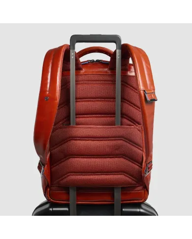 Piquadro Zaino pelle porta pc 15,6 Blue square Arancio