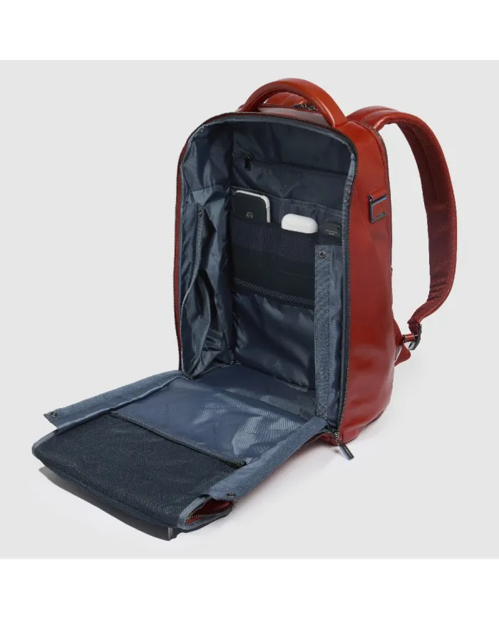 Piquadro Zaino pelle porta pc 15,6 Blue square Arancio