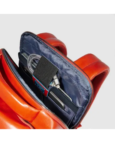 Piquadro Zaino pelle porta pc 15,6 Blue square Arancio