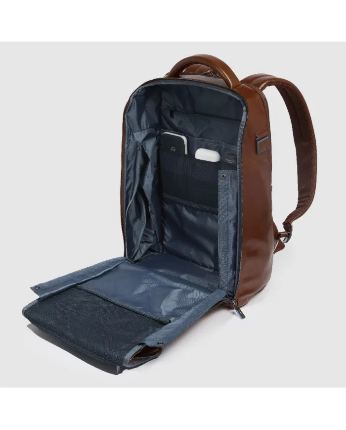 Piquadro Zaino pelle porta pc 15,6 Blue square Marrone