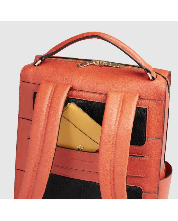 Piquadro Zaino pelle porta pc 14" Patricia Arancio