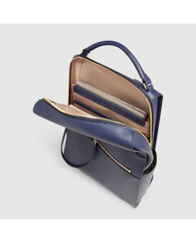Piquadro Zaino pelle porta pc 14" Patricia Blu